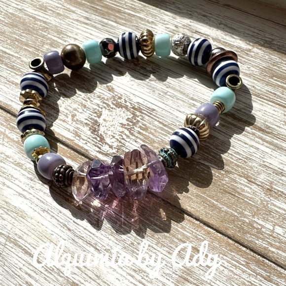 Ametrine beaded chunky bracelet - Picture 1 of 1